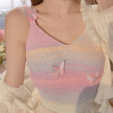 Rainbow Butterfly Knit Top