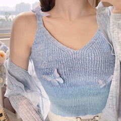 Rainbow Butterfly Knit Top