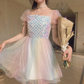 Rainbow Sequin Mesh Dress