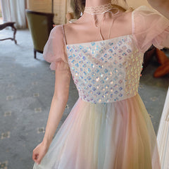 Rainbow Sequin Mesh Dress