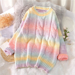 Retro Rainbow Striped Sweater