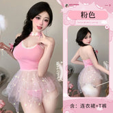 Princess Cosplay Lingerie Bowtie Back Dance Stage Costumes Chiffon Pajamas Temptation Party Porn