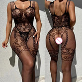 See Through Erotic Open Crotch Lingerie Mesh Hollow Bra Set