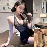 Neck Hanging Lace Perspective Erotic Backless Bag Hip Skirt Temptation OL Secretary Assistant Role Play Costume