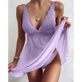 Lace Transparent Lingerie SleepPlus Size Nightgown Nightwear Underwear Open Crotch Chemise Sleepwear