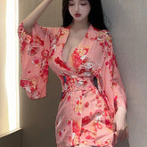 Sakura Kimono Bathrobe Hot Temptation Pajamas Nightclub Erotic Dancer Cosplay Costume Home Sleepwear