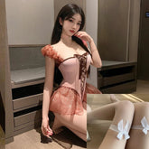 Erotic Cosplay Open Crotch Bodysuit Perspective Lingerie Onesie Teddy Roleplay Lolita Maid Temptation Jumpsuit