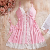Strap Solid Color Lace Skirt Open Chest Underwear Underwear Set