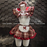 Lolita Maid Outfit Cosplay Costumes Lace Bow Bra Apron Set