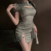Style Cheongsam Retro Tradition Improved Elegant Hollow Out Slim Skirt