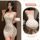 Lace Floral Perspective Office Lady Nightclub Secretary Cosplay Costumes Deep V Bust Mini Skirt Baby Doll