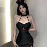 Nurse Roleplay Temptation Headwear Costumes Cosplay Doctor Naughty Maid Outfit Backless Halter Skirt