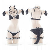 Naughty Cosplay Costumes Bra Panties Tail Nekko Bikini Set