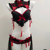 Gothic Vintage Cheongsam Lingerie Halloween Maid Cosplay Lolita Lace Embroidery Underwear Set