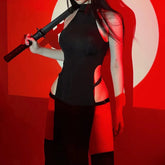 Sleeveless Nightgown Open Side Style Cheongsam Cosplay Black High Slit Cheongsam Chest Uniform
