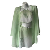 Lingerie Antique Style High Slit Hanfu Soft Bellyband See-through Outer Set