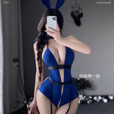 Deep V Bunny Costumes Bandage Lingerie Naughty Rabbit Cosplay Bodysuit One Piece Jumpsuit Porno Bar Temptation