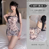 Floral Perspective Mesh Backless See-Through Soft Lingerie