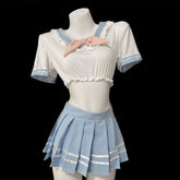 Cute Lingerie Lolita SchoolCosplay Outfit Student Shirt Pleated Skirt Panties Set