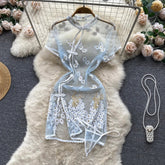 Cheongsam Panties Embroidery Lingerie Transparent Exotic Cosplay Costumes 5Colors