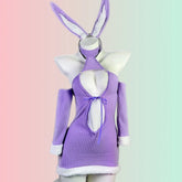 Bunny Cosplay Costume Hollow Out Purple Plush Skirt Outfits Rabbit Role Play Lingerie Christmas Gift