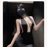 Perspective Neck Bag Hip Skirt Nightclub Secretary Role-playing Seductive Backless Adult Cosplay Home Set