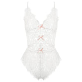 Black White Bandage Jumpsuit Eyelash Lace Backless Bodysuit Streetwear Slim Fit Bodycon Perspective Teddy Overalls