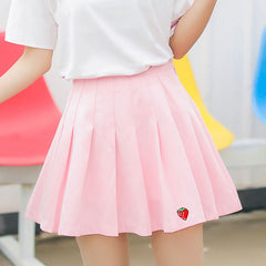 Strawberry Pleated Skirt