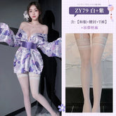 Kimono Cosplay Outfit Traditional Style Robe Yukata Sakura Costumes Pajamas Bathrobe Belt Lingerie Nightgown