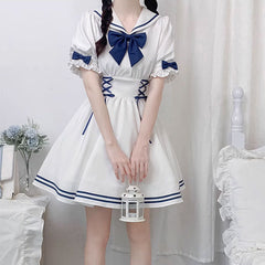 Sailor Bow White Dress