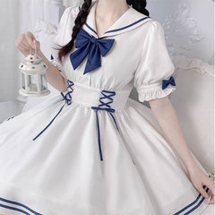 Sailor Bow White Dress