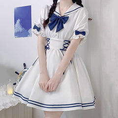 Sailor Bow White Dress