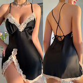 Nightgown Elegant Homewear Satin Silky NightUnderwear Spaghetti Strap Short Pajama Hot Night Dresses