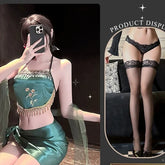 Secretary Lingerie Deep V Strap Bodycon Skirt Set