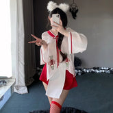Chiffon Embroidery Kimono Hot Temptation Erotic Underwear Suit Cosplay Top Skirt Panties