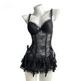 French Brassiere Bras Bustier Corset Lingerie Girdle Waist Cincher Vest Underwear Bralette Panties Set