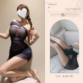 Mesh Perspective Cosplay Office Secretary OL Backless Bodycon Mini Perspective Lingerie Set