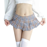 Schoolfor Mini Ultra Short Pleated Plaid Skirt Cute Half Body Studentwear