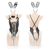 Cute Bunny Cosplay Costumes Underwear Lace Bodysuit Ruffles Bandage Hollow Rabbit Jumpsuit Lingerie