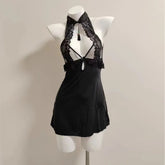 Retro Cheongsam Pendant Hanging Neck NightLingerie Openwork High Quality Pure Desire Home Night Suit