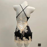 Nightwear Ice Silk Lace Beautiful Back Suspender Pajama
