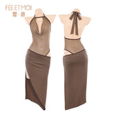 Deep V Jumpsuit Skirt Role-playing Flirting Office Tempting Secretary Cosplay Costumes Charm Bodysuit Skirt