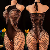 Mesh Bra Crotchless One-Piece Set