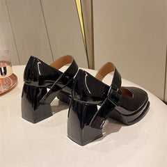 Square Chunky High Heels Shoes