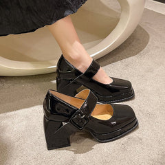 Square Chunky High Heels Shoes