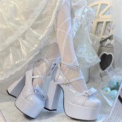 Star Bow Platform Heels Shoes