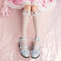 Strawberry Lace Bow Socks