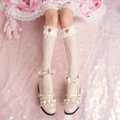 Strawberry Lace Bow Socks