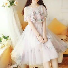 Embroidery Floral Flare Sleeve Dresses