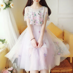 Embroidery Floral Flare Sleeve Dresses